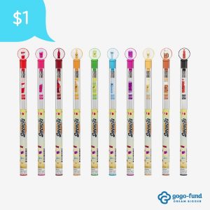 Original Smencil scented pencil made from recycled newspaper with a colorful wrapper.