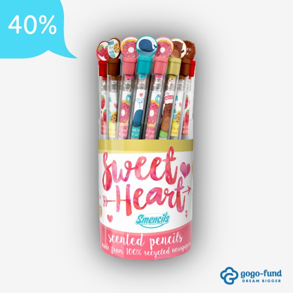 SweetHeart Valentine Smencils bucket featuring assorted scented pencils ideal for Valentine fundraisers and school events