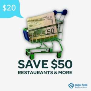 restaurant.com $50 bill image in a cart