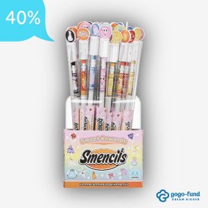 Sweet Reward Smencils bucket filled with colorful scented pencils displayed in a clear container with bright label, ideal for school fundraisers and gift rewards.