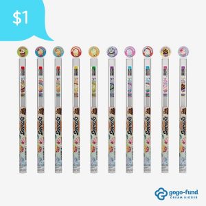 Happy Birthday Smencils pencils displayed with colorful scented designs and individual freshness tubes.